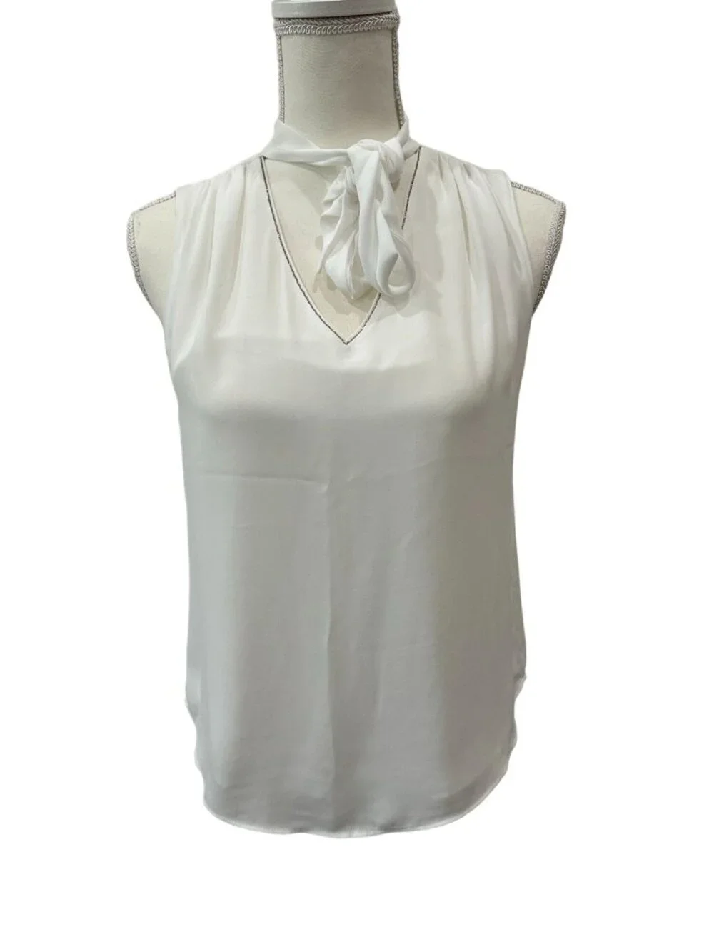 WHITE HOUSE BLACK MARKET WHBM White Bow Neck Tank Top Size 2P